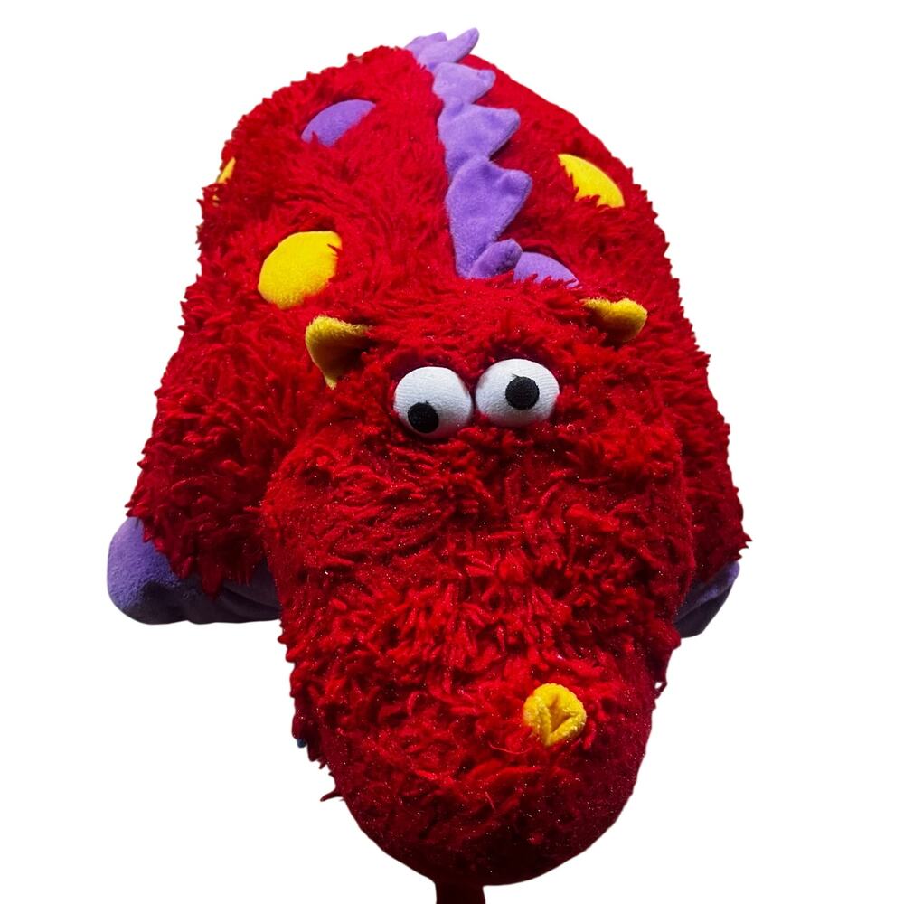 Pillow Pets Peewees Plush Fiery Dragon 2010 Red Purple